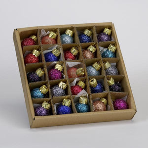 Kurt Adler 20MM Miniature Glitter Glass Ball Ornaments, 25-Piece Box Set, C1962