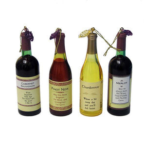 Kurt Adler Acrylic Wine Bottle Ornaments, 4 Assorted, D1299