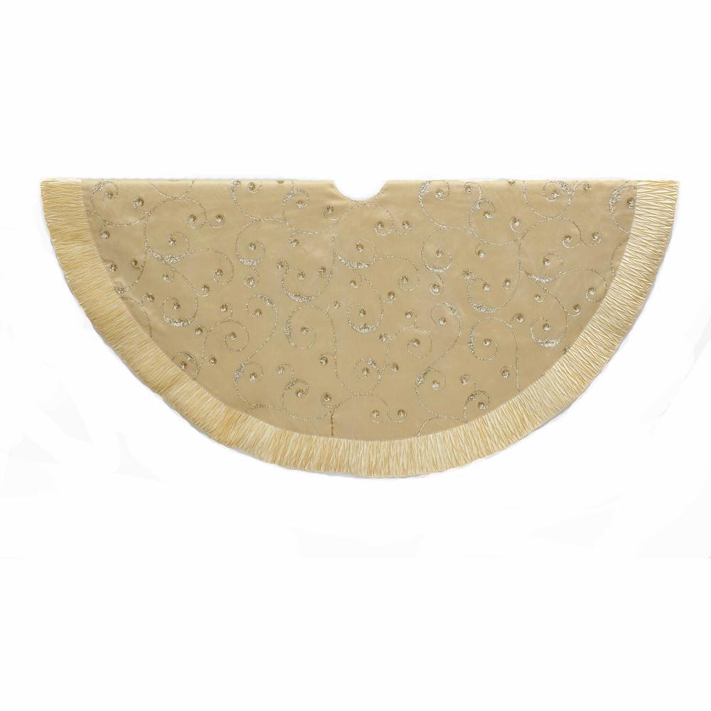 Kurt Adler 50-Inch Gold Sequin Tree Skirt, TS0206